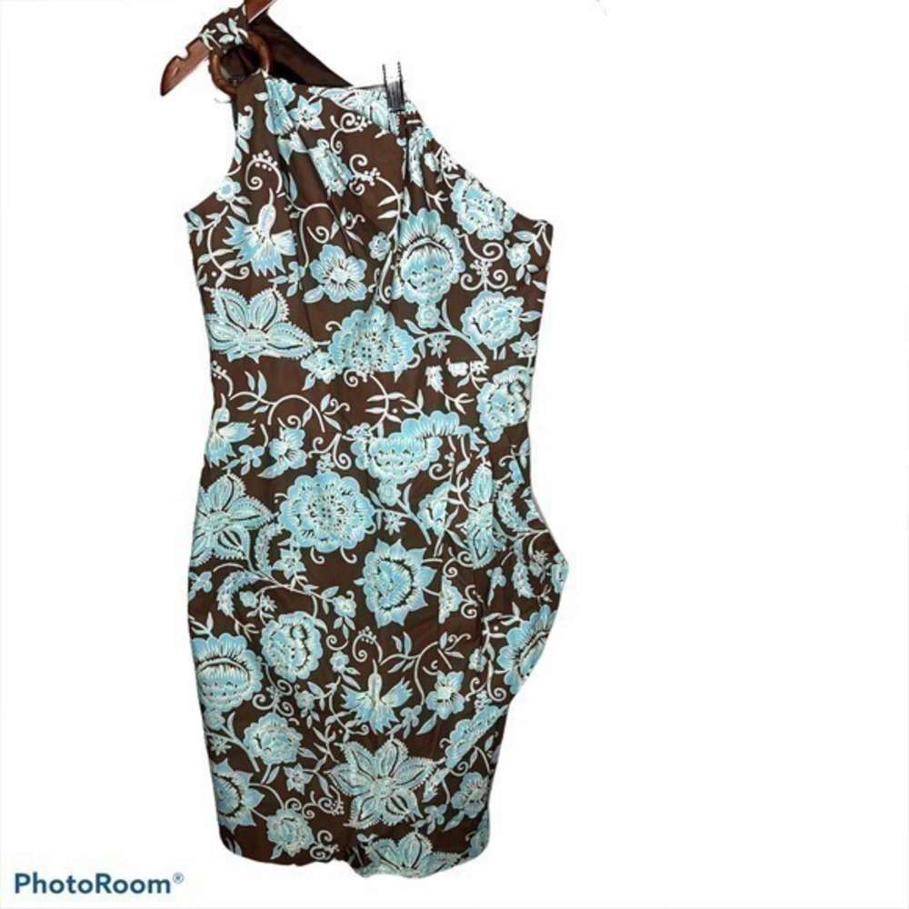 NWT Sara Campbell brown & turquoise wrap dress